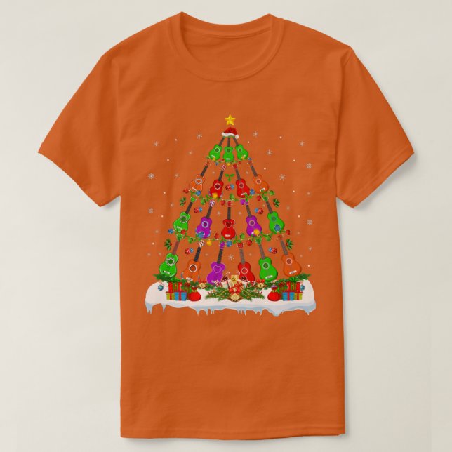 Camiseta El amante de la música ucraniana Xmas enciende a l (Diseño del anverso)