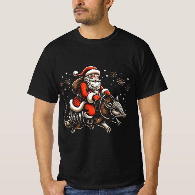 Camiseta El amante de los animales Santa Claus viajando en  (Anverso)