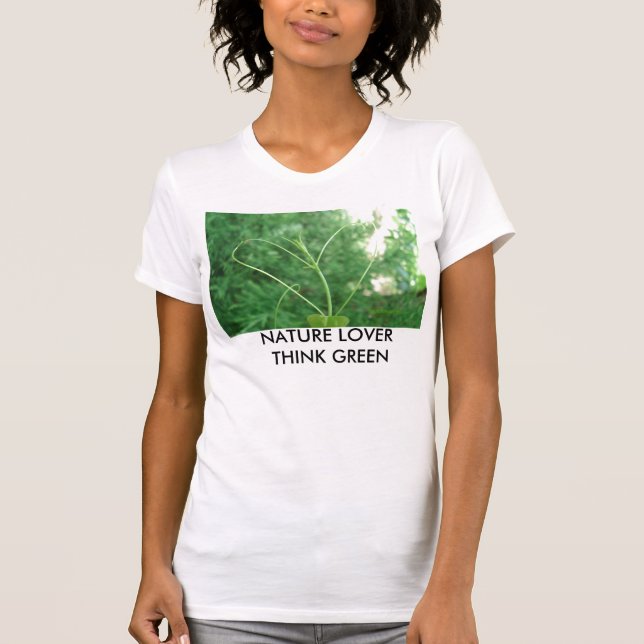 CAMISETA EL AMANTE DE NATURALEZA PIENSA VERDE (Anverso)
