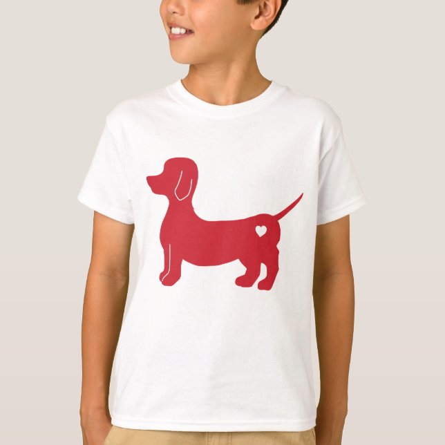 Camiseta El amante del perro de Dachshund en rojo | Perro M (Anverso)