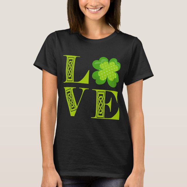 Camiseta El amante verde irlandés Shamrock Celtic Knot LOVE (Anverso)