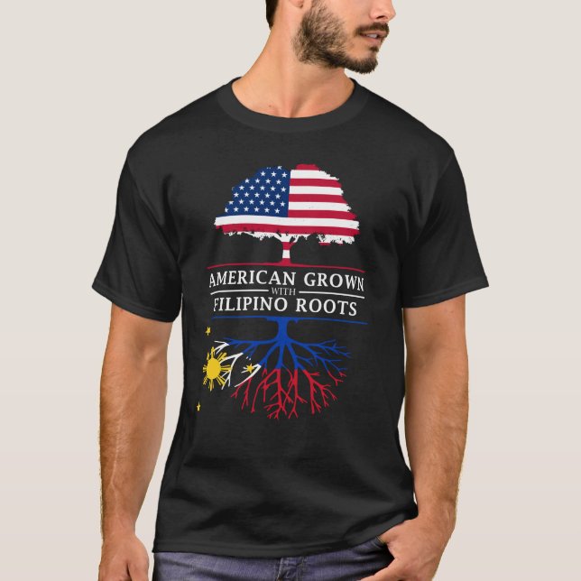 Camiseta El americano crecido con el filipino arraiga   (Anverso)