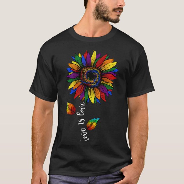 Camiseta El amor al girasol arco iris es amor Orgullo LGBT (Anverso)