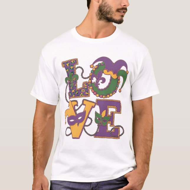 Camiseta El amor-amor en el Mardi Gras - el tema del Mardi  (Anverso)