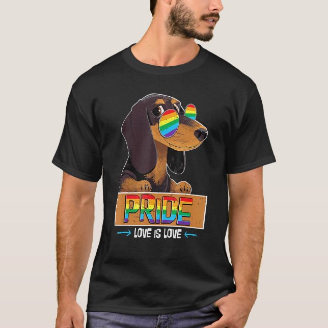 Camiseta El amor arcoiris de Dachshund es amor Lgbt Concien (Anverso)