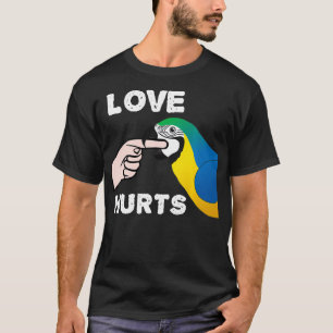 Camiseta El amor daña al loro azul y oro de Macaw