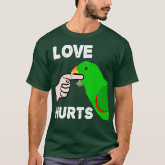 Camiseta El amor daña al loro macho de Eclectus Valentinex2