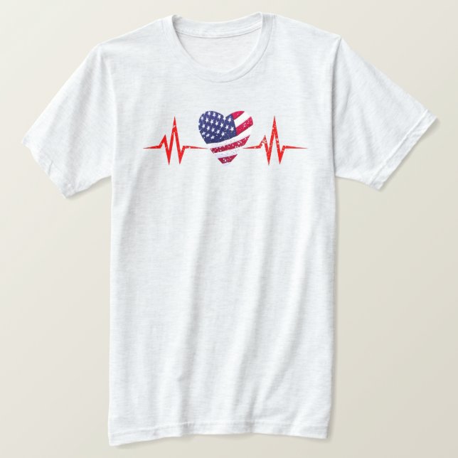 Camiseta El amor de Estados Unidos en todos los latidos. (Anverso del diseño)