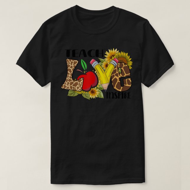 Camiseta El amor de la enseñanza inspira el girasol de la c (Diseño del anverso)