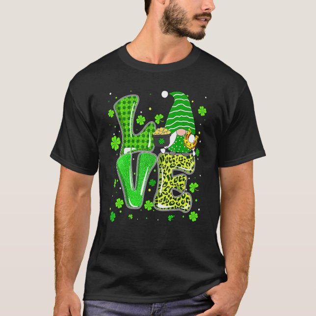 Camiseta El amor de San Patricio Gnomes Shamrock Horseshoe  (Anverso)