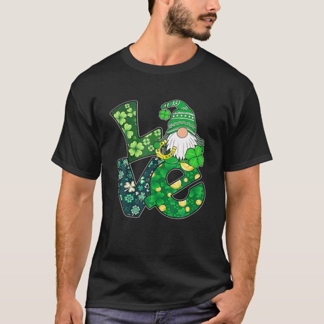 Camiseta El amor de San Patricio Gnomes Shamrock Horseshoe  (Anverso)