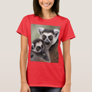 Camiseta **"El amor de una madre: Mami y bebé Lemur Cudling