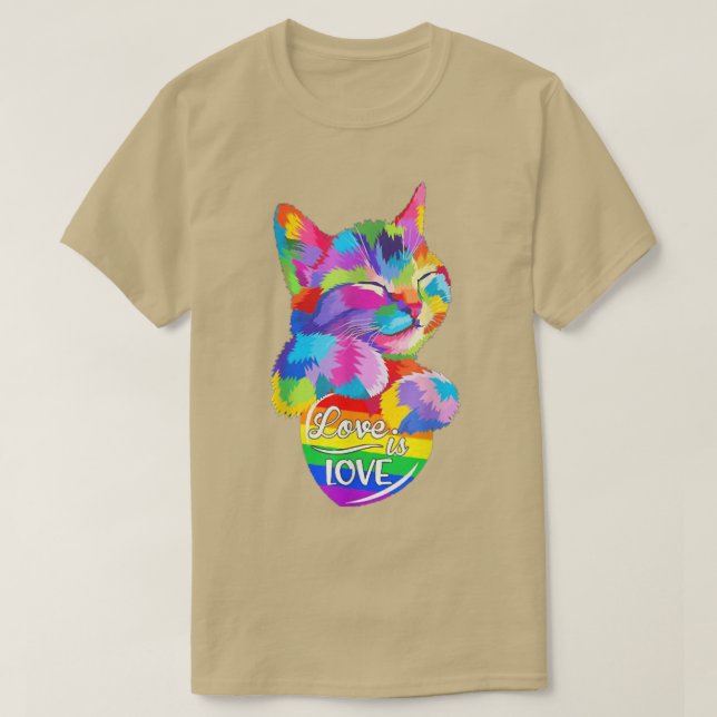 Camiseta El Amor Del Gato Lgbt Es Amor  (Diseño del anverso)