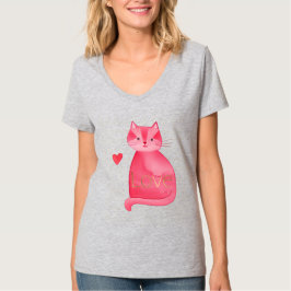 Camiseta El amor del oro del gato rosado lindo