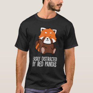 Camiseta El Amor Del Panda Rojo Distraído Fácilmente Por Lo