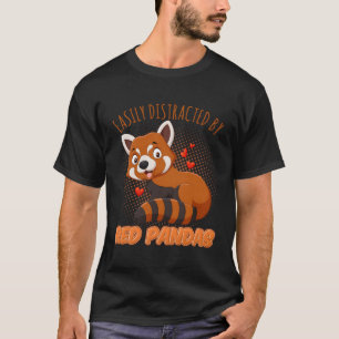Camiseta El Amor Del Panda Rojo Distraído Fácilmente Por Lo