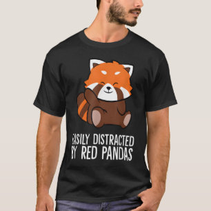 Camiseta El Amor Del Panda Rojo Distraído Fácilmente Por Lo