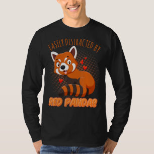 Camiseta El Amor Del Panda Rojo Distraído Fácilmente Por Lo