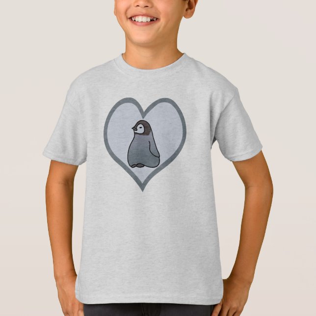 Camiseta El amor del polluelo del pingüino de emperador del (Anverso)