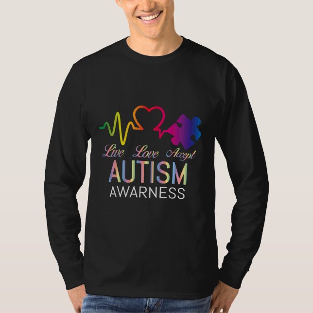 Camiseta El amor en vivo acepta la conciencia del autismo (Anverso)