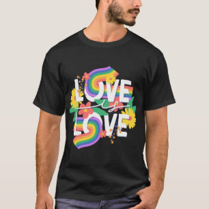 Camiseta El amor es amor arte floral arcoiris