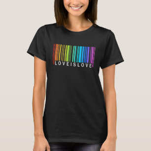 Camiseta El amor es amor Código de barras Bandera Arcoiris