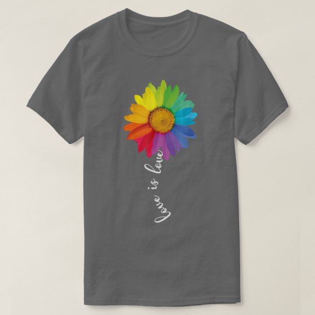 Camiseta El amor es amor por el arcoiris, el girasol LGBT,  (Diseño del anverso)