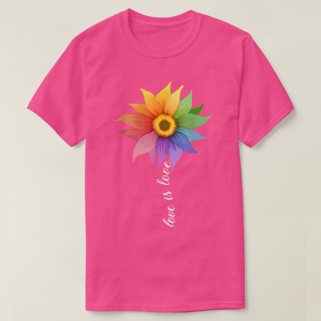 Camiseta El amor es amor Sunflower Daisy LGBT Orgullo arcoi (Diseño del anverso)