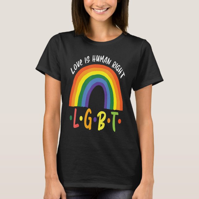 Camiseta El amor es derechos humanos Orgullo LGBT Arcoiris  (Anverso)