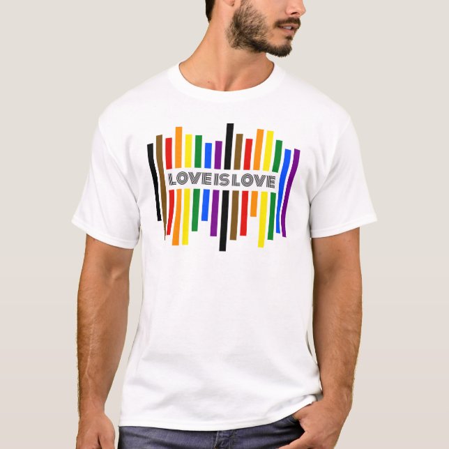 Camiseta "El amor es el amor", franjas de la bandera arco i (Anverso)