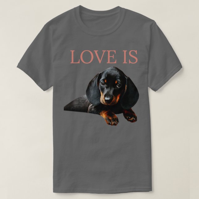Camiseta El amor es el perro de Dachshund1 (Diseño del anverso)