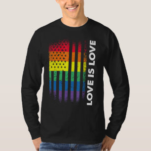 Camiseta El Amor Es La Bandera Estadounidense Rainbow Gay L