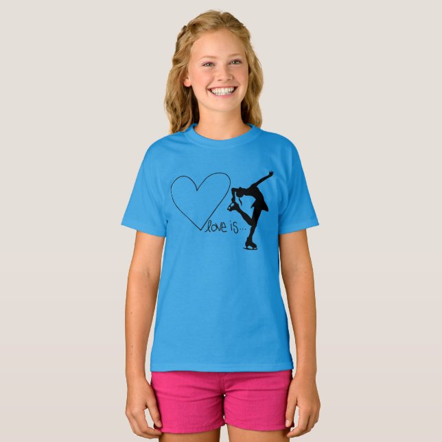 Camiseta El amor es patinaje artístico, con el corazón - (Anverso completo)
