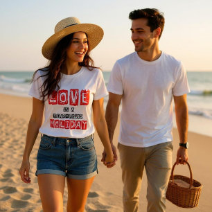 Camiseta El Amor Es Una Cita De Tipografía Negra Roja De Añ