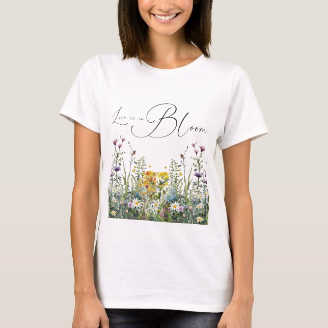 Camiseta El amor está en flor Novia Silvestre Floral Té de  (Anverso)