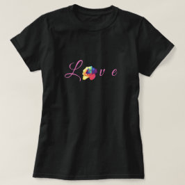 Camiseta El amor florece con el arcoiris Rosa