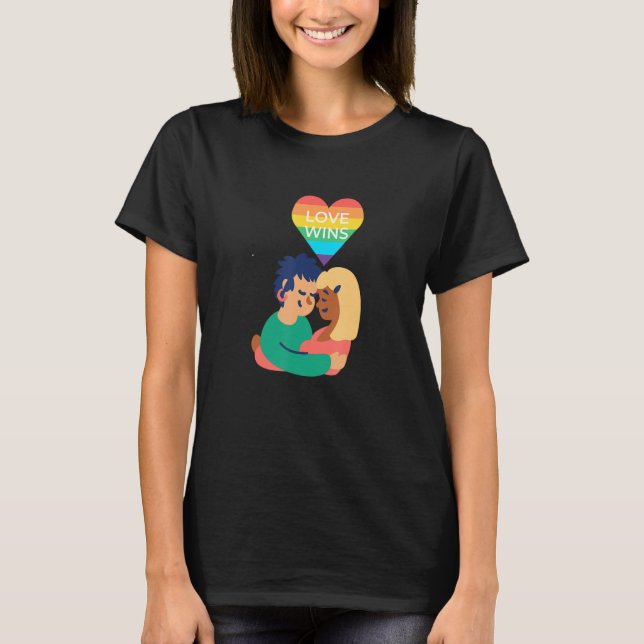 Camiseta El amor gana a la lesbiana LGBT (Anverso)