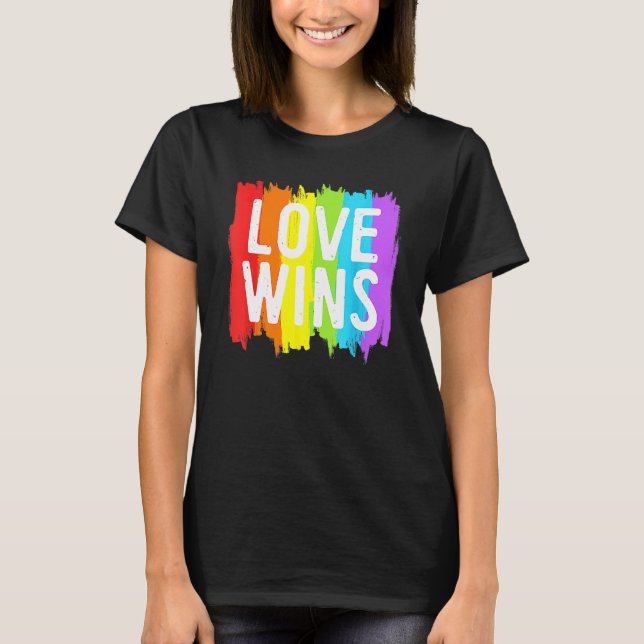 Camiseta El amor gana el matrimonio gay de lesbianas orgull (Anverso)