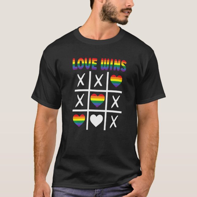 Camiseta El Amor Gana Lgbtq Ally Tic Tac Toe Pride Mes Lluv (Anverso)