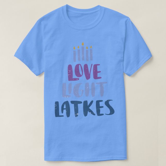 Camiseta El amor gracioso como Latkes Feliz Hanukkah  (Diseño del anverso)