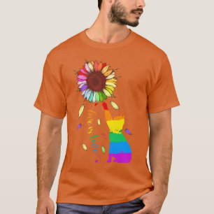 Camiseta El amor hacia el gato del girasol arco iris es amo