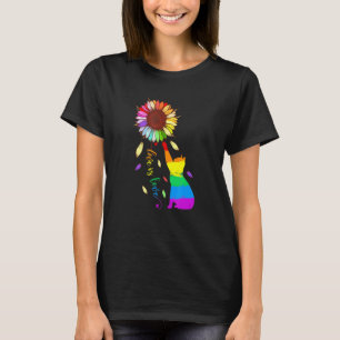 Camiseta El amor hacia el gato del girasol arco iris es amo