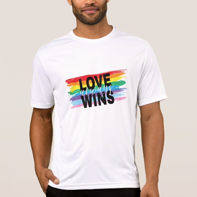 Camiseta El amor LGBTQIA siempre gana Guay del orgullo arco (Anverso)