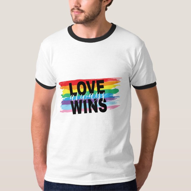 Camiseta El amor LGBTQIA siempre gana Guay del orgullo arco (Anverso)