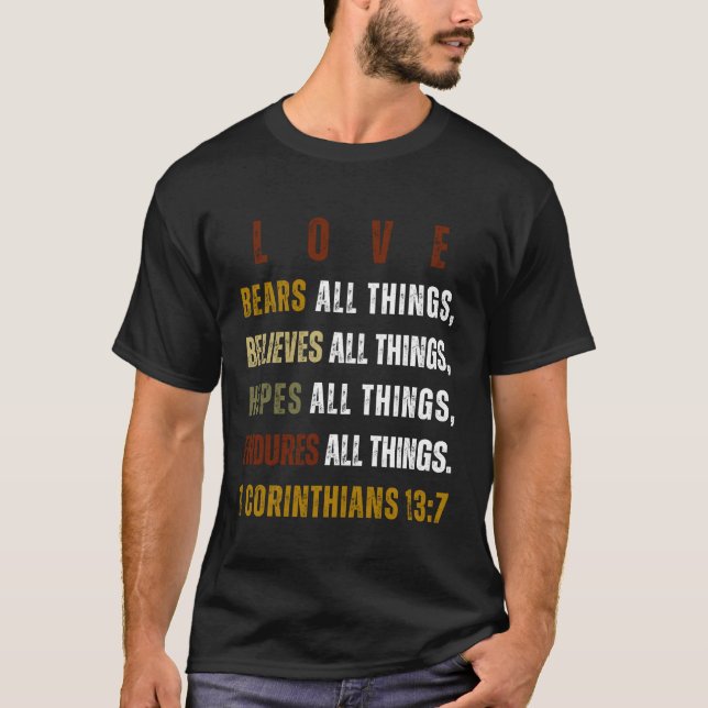 Camiseta El amor lleva todas las cosas |Camiseta cristiana (Anverso)