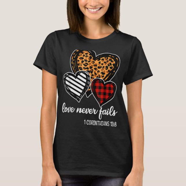 Camiseta El amor nunca falla el cristiano religioso Valenti (Anverso)