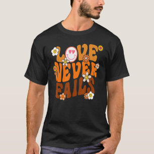 Camiseta El amor nunca falla el cristiano retro Groovy Fl