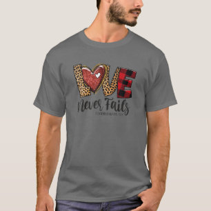 Camiseta El amor nunca falla el leopardo arcoiris Christian