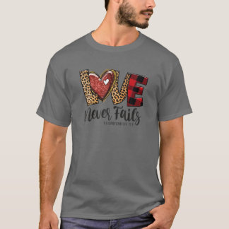Camiseta El amor nunca falla el leopardo arcoiris Christian
