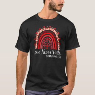 Camiseta El amor nunca falla Leopardo Arcoíris Christian Va